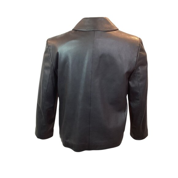 Lauren Ralph Lauren Womens Petite Medium Double-Breasted Leather Jacket Black - Picture 5 of 12